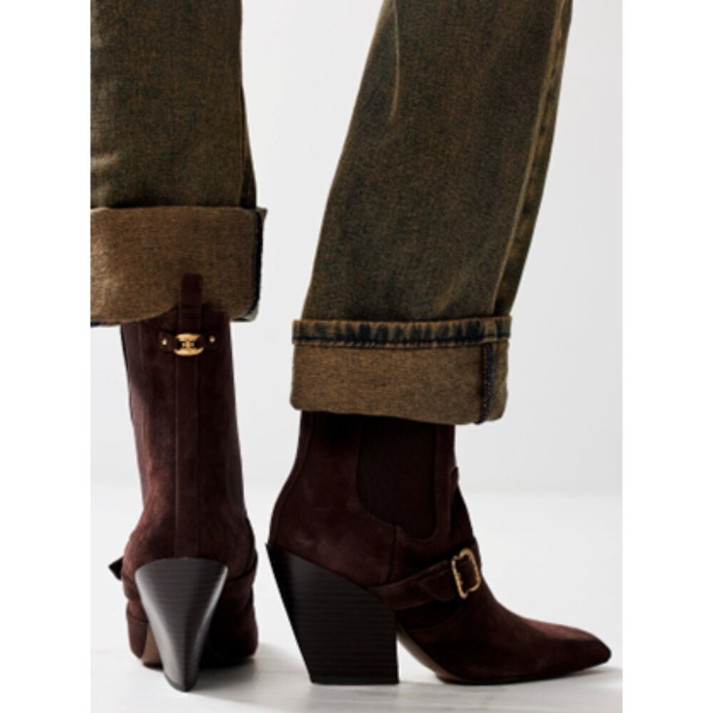 EUC-Anthropologie x Sam Edelman Bree Buckle Boots - Brown - 8.5 - Picture 9 of 10